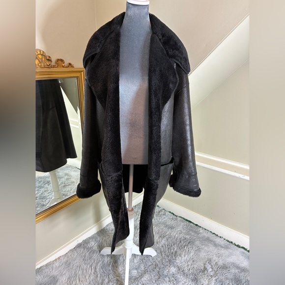 Fendi Jackets & Blazers - Vintage 90s Fendi Pellicce Moda Pronto Black Oversized Shearling Coat Size 38 M